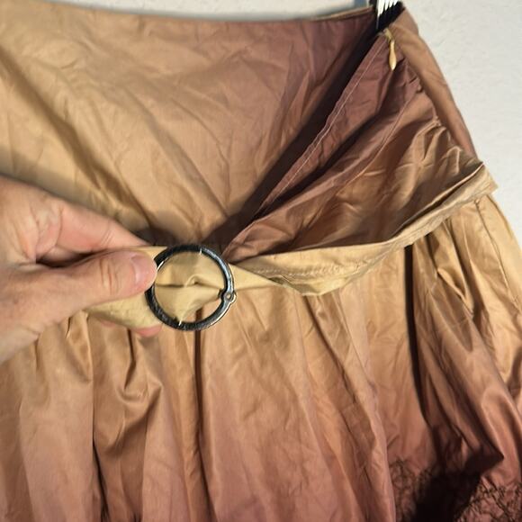 Brown Ombré Bubble Skirt Y2K Celui Side Zipper Silky Medium 80s Punk Fall Indie - Picture 3 of 7